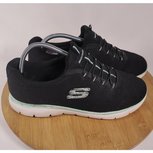 Skechers Summits Cool Classic Walking Sneakers Shoes Women 9 Black Blue - Picture 3 of 15